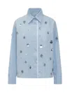 Des_phemmes Embroidered Cotton Boyfriend Top In Blue