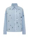 Des_phemmes Embroidered Cotton Boyfriend Top In Blue