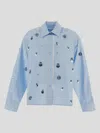Des_phemmes Embroidered Cotton Boyfriend Top In Pastel Blue