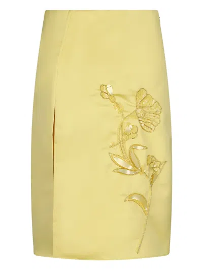 Des_phemmes Side-slit Sequin-embellished Midi Skirt In Yellow