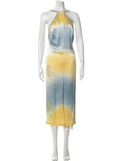 Pre-owned Des_phemmes Silk Long Dress In Yellow