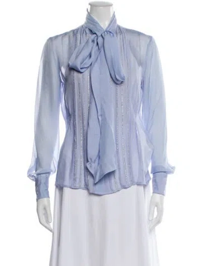 Pre-owned Des_phemmes Silk Tie Neck Blouse In Multi