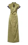 Des_phemmes Sleeve-embellished Qipao Maxi Dress In Green