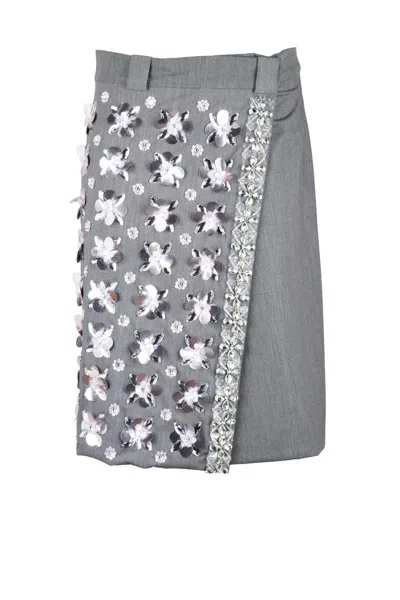 Des_phemmes Straight Wrap Skirt - Grey In Gray