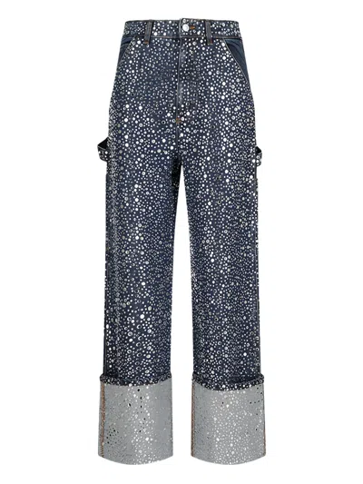Des_phemmes Strass-embellished Trousers In Blue