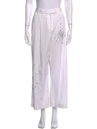 Pre-owned Des_phemmes Striped Straight Leg Pants In White