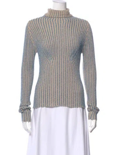 Pre-owned Des_phemmes Striped Turtleneck Top W/ Tags In Blue