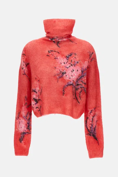 Des_phemmes Floral-print Sweater In Red
