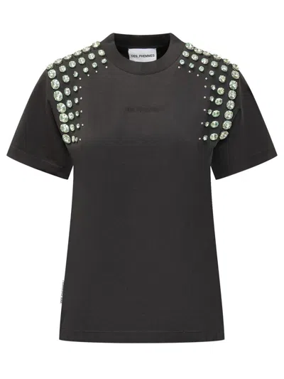 Des_phemmes T-shirt With Rhinestones In Black