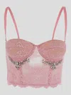Des_phemmes Lace Bustier Top In Bubble Pink In Pink