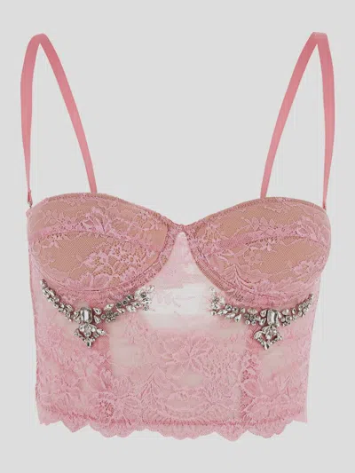 Des_phemmes Lace Bustier Top In Bubble Pink