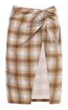 Des_phemmes Tartan Sarong Skirt With Crystals And Pearls In Plaid
