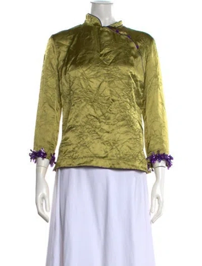 Pre-owned Des_phemmes Three-quarter Sleeve Blouse In Green