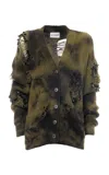 Des_phemmes Tie Dye Maxi Wool Cardigan In Olive