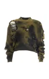Des_phemmes Tie Dye Maxi Wool Pullover In Olive