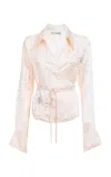 Des_phemmes Tie-dye Splash Criss Cross Top In Yellow