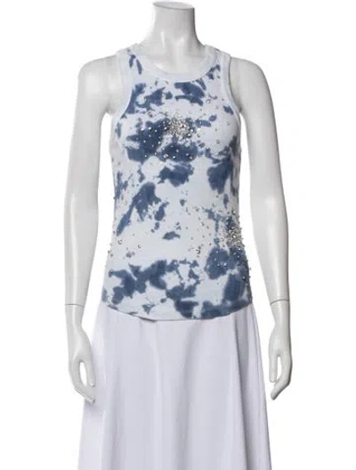 Pre-owned Des_phemmes Tie-dye Print Crew Neck Top In Blue/white
