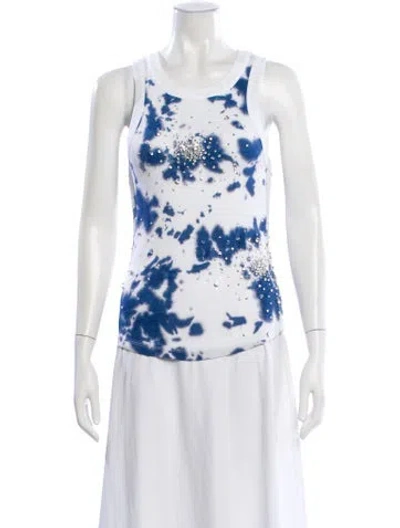 Pre-owned Des_phemmes Tie-dye Print Crew Neck Top In White
