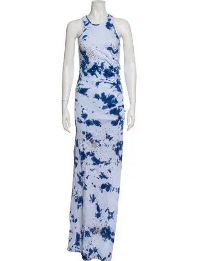 Pre-owned Des_phemmes Tie-dye Print Long Dress In Blue
