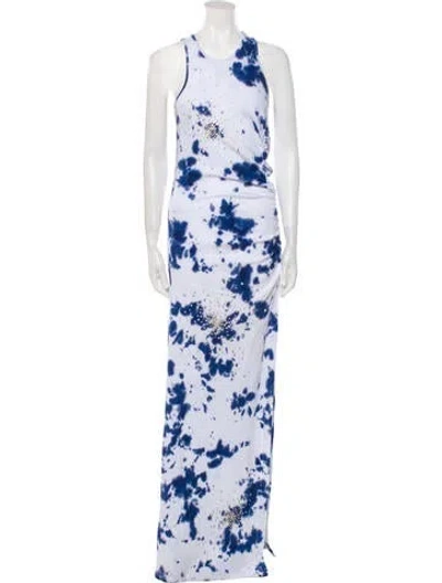 Pre-owned Des_phemmes Tie-dye Print Long Dress In White