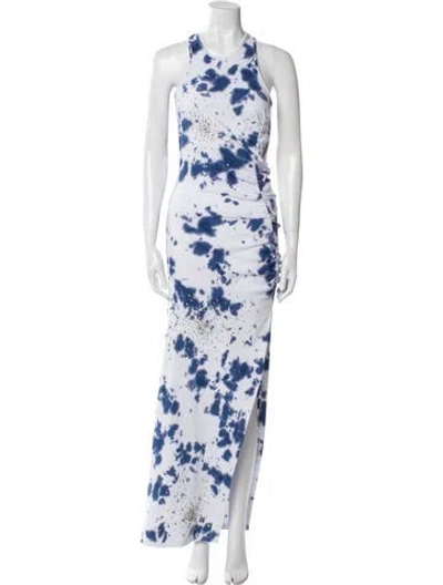 Pre-owned Des_phemmes Tie-dye Print Long Dress In White