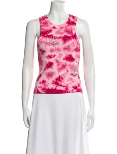 Pre-owned Des_phemmes Tie-dye Print Scoop Neck Top In Pink