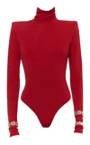 Des_phemmes Turtle-neck Jersey Bodysuit In Red