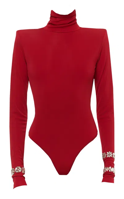 Des_phemmes Turtle-neck Jersey Bodysuit In Red