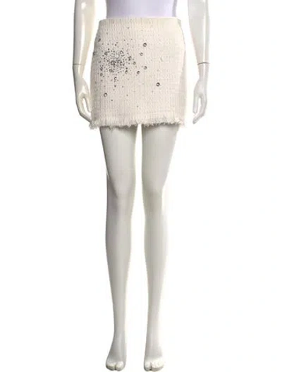 Pre-owned Des_phemmes Tweed Pattern Mini Skirt In White
