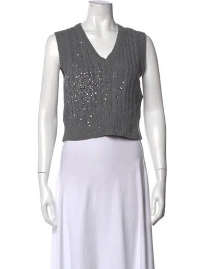 Pre-owned Des_phemmes V-neck Sweater In Gray