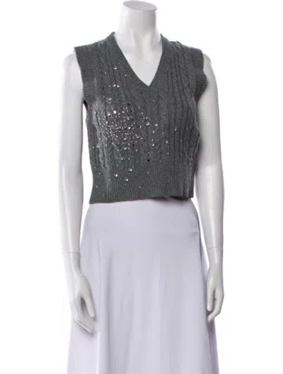 Pre-owned Des_phemmes V-neck Sweater In White