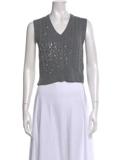 Pre-owned Des_phemmes V-neck Sweater In White