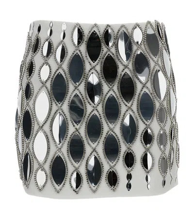 Des_phemmes White Embellished Mini Skirt