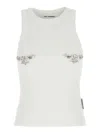 Shop Des_phemmes White Top With Crystals Decorations On The Front