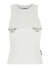 Shop Des_phemmes White Top With Crystals Decorations On The Front In Cotton Woman