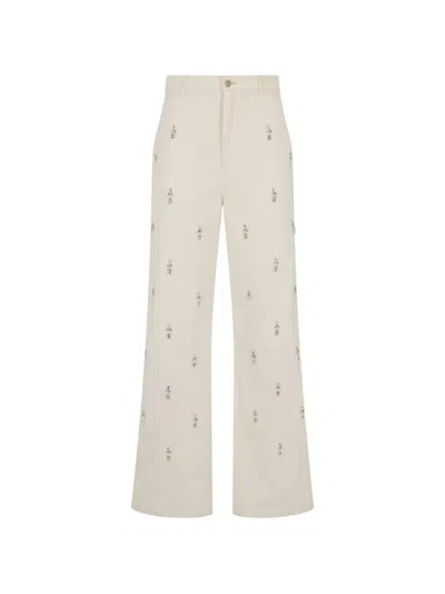 Des_phemmes Wide-leg Crystal-embellished Trousers In Neutral