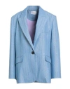 Des_phemmes Woman Blazer Blue Size 6 Wool, Polyester, Polyamide, Viscose In Blue
