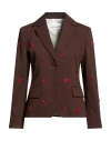 Des_phemmes Woman Blazer Brown Size 4 Polyester, Viscose, Wool, Elastane In Brown