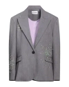 Des_phemmes Woman Blazer Grey Size 4 Polyester, Viscose, Wool, Elastane In Grey