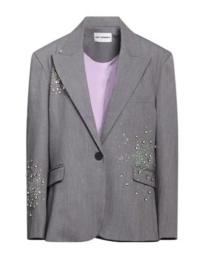 Des_phemmes Woman Blazer Grey Size 4 Polyester, Viscose, Wool, Elastane