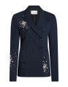 Des_phemmes Woman Blazer Midnight Blue Size 4 Polyester, Viscose, Wool, Elastane In Blue