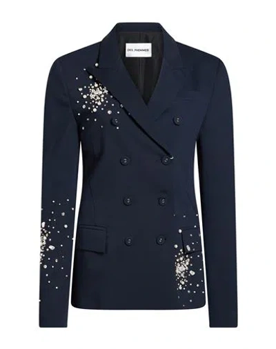 Des_phemmes Woman Blazer Midnight Blue Size 4 Polyester, Viscose, Wool, Elastane