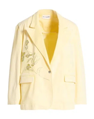Des_phemmes Woman Blazer Pastel Yellow Size 4 Cotton, Elastane