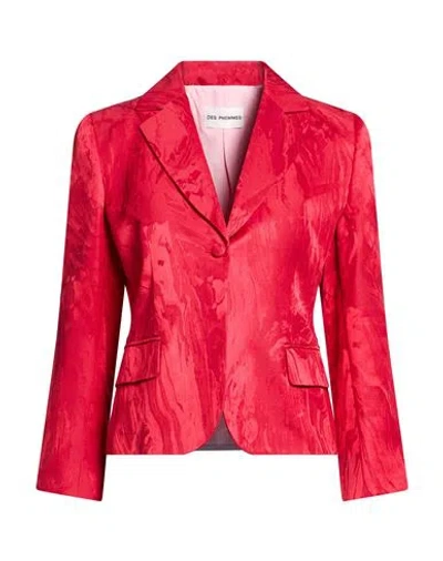 Des_phemmes Woman Blazer Red Size 6 Cotton, Viscose