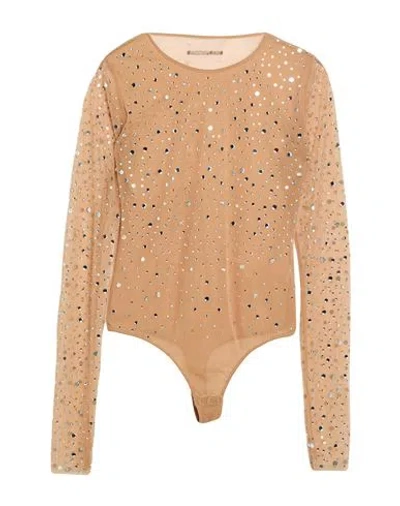 Des_phemmes Woman Bodysuit Brown Size 8 Polyamide, Elastane