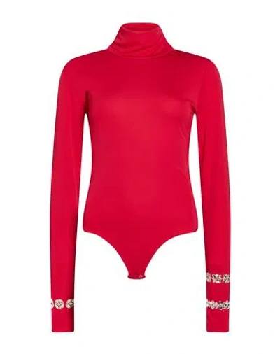 Des_phemmes Woman Bodysuit Red Size 4 Polyester, Elastane
