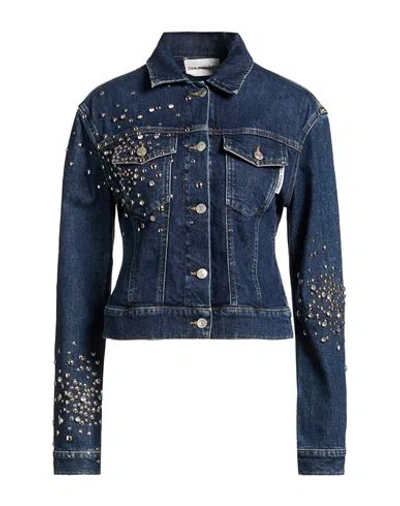 Des_phemmes Woman Denim Outerwear Blue Size 4 Cotton, Elastane