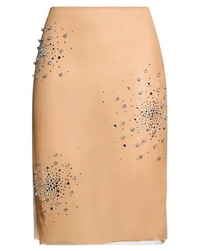 Des_phemmes Woman Midi Skirt Camel Size 8 Nylon In Sand