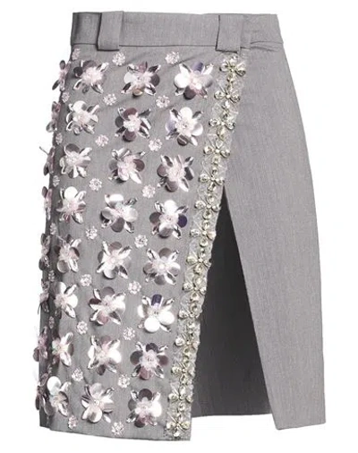 Des_phemmes Woman Midi Skirt Grey Size 4 Polyester, Viscose, Wool, Elastane In Gray