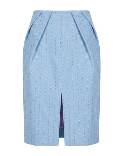 Des_phemmes Woman Midi Skirt Light Blue Size 4 Wool, Polyester, Polyamide, Viscose